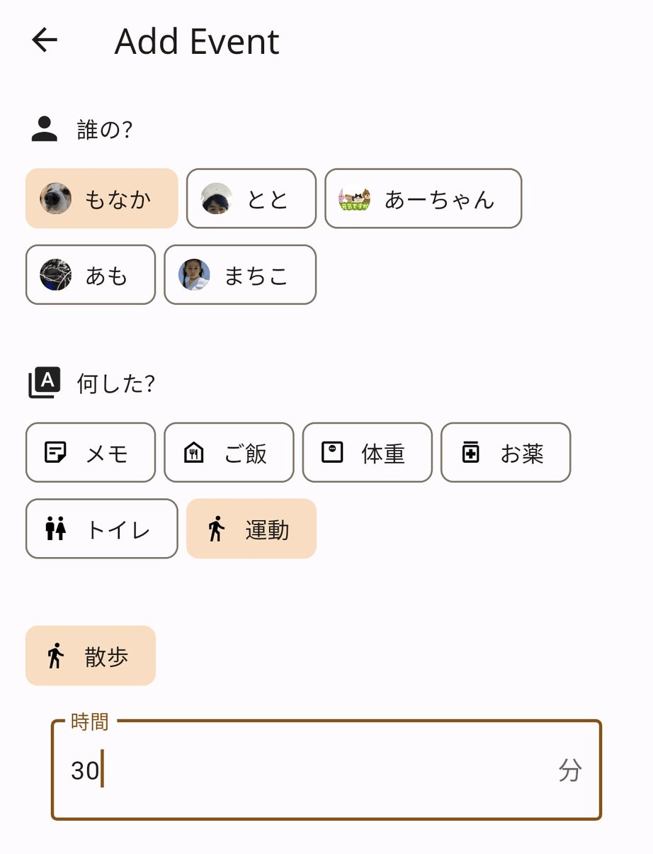 アクティビティ記録画面